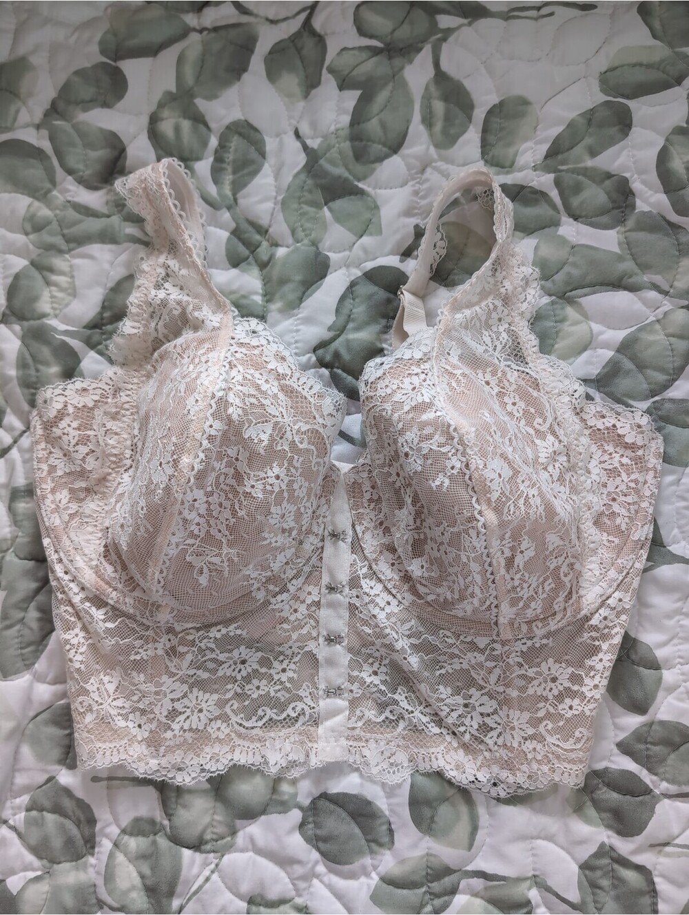 38DDD Victorias Secret white lace bridal lingerie corset top